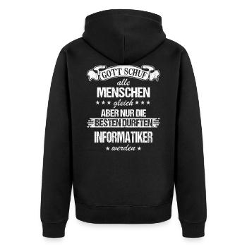 Informatiker Programmierer Informatik Spruch - Unisex Premium Bio Zip Hoodie - Schwarz - Hinten - Nico (187cm)