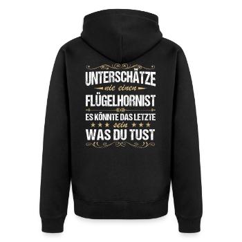 Flügelhornist Flügelhorn Horn Instrument Spruch - Unisex Premium Bio Zip Hoodie - Schwarz - Hinten - Nico (187cm)