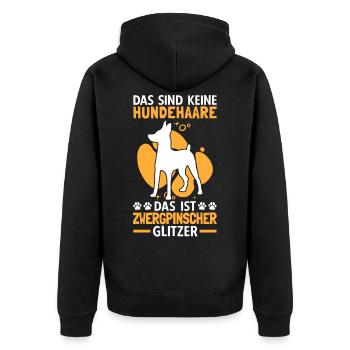 Zwergpinscher Glitzer Pinscher Rehpinscher - Unisex Premium Bio Zip Hoodie - Schwarz - Hinten - Nico (187cm)