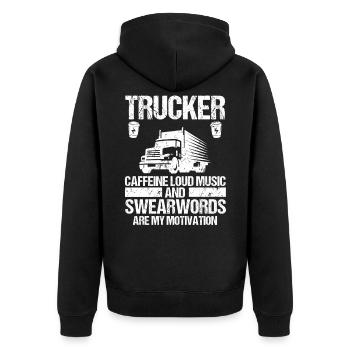 Truck Driver Truck Driver Truck Driver Trucker - Unisex Premium Organic Zip Hoodie - black - Back - Nico (187cm)