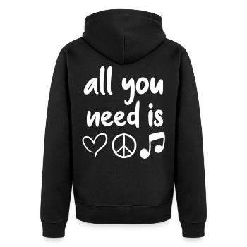 Musik - Unisex Premium Bio Zip Hoodie - Schwarz - Hinten - Nico (187cm)