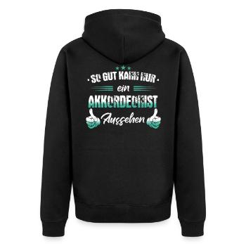 Akkordeon Ziehharmonika Instrument Musik Spruch - Unisex Premium Bio Zip Hoodie - Schwarz - Hinten - Nico (187cm)