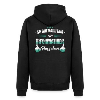 Informatiker Programmierer Informatik Spruch - Unisex Premium Bio Zip Hoodie - Schwarz - Hinten - Nico (187cm)
