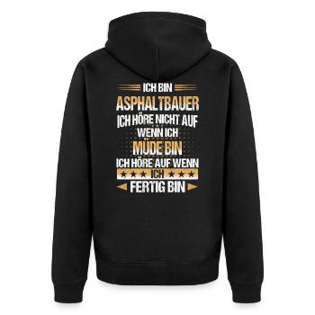 Asphaltbauer Bauarbeiter Straßenbauer Beruf Spruch - Unisex Premium Bio Zip Hoodie - Schwarz - Hinten - Nico (187cm)