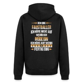 Faustball Fistball Sport Faustballer Spruch - Unisex Premium Bio Zip Hoodie - Schwarz - Hinten - Nico (187cm)