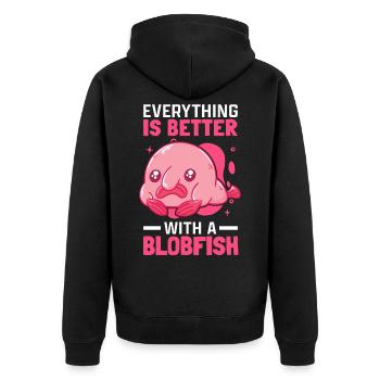 Better with blobfish memes ugly blobfish - Unisex Premium Organic Zip Hoodie - black - Back - Nico (187cm)