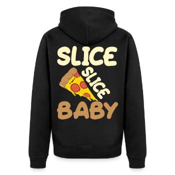 pizza hobby italy feed me pizza slice slice baby - Unisex Premium Organic Zip Hoodie - black - Back - Nico (187cm)