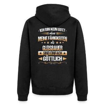 Gleisbauer Gleisbau Eisenbahn Gleise Beruf Spruch - Unisex Premium Bio Zip Hoodie - Schwarz - Hinten - Nico (187cm)