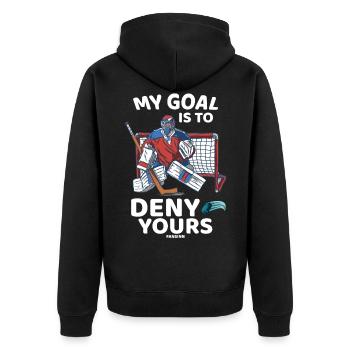 Eishockey - Unisex Premium Bio Zip Hoodie - Schwarz - Hinten - Nico (187cm)