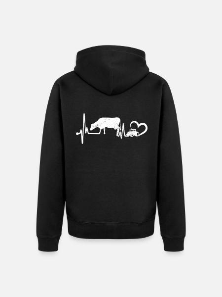 Traktor Herzschlag Bauer Trecker - Unisex Premium Bio Zip Hoodie - Schwarz