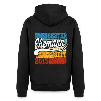 Bester Ehemann seit Jahr 2013 Hochzeitstag - Unisex Premium Bio Zip Hoodie - Schwarz - Hinten - Nico (187cm)