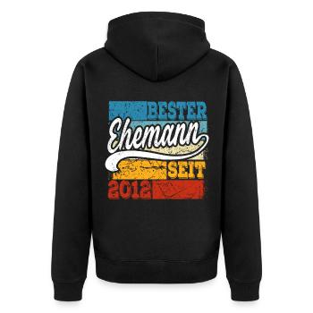 Bester Ehemann seit Jahr 2012 Hochzeitstag - Unisex Premium Bio Zip Hoodie - Schwarz - Hinten - Nico (187cm)