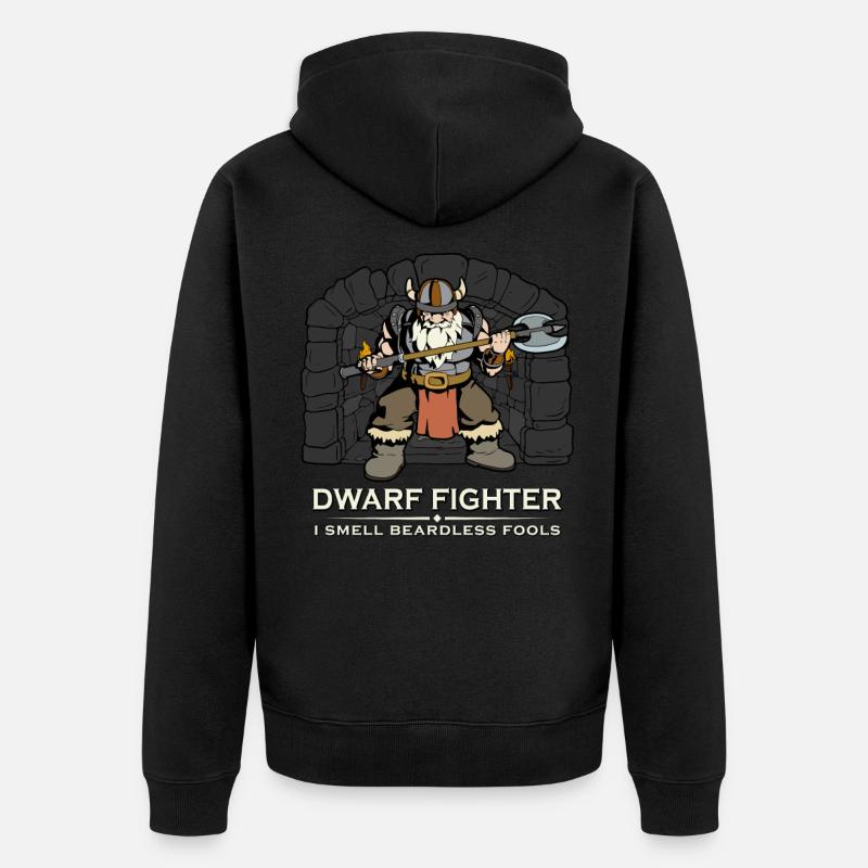 D20 Rpg Character - Chasseur nain - Veste à capuche bio Premium Unisexe - noir