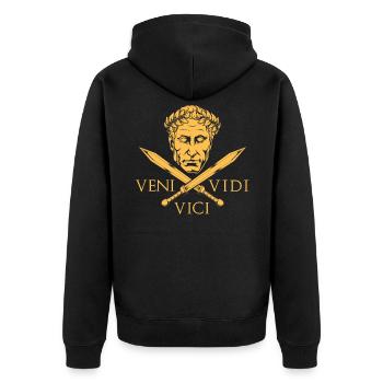Caesar and Swords - Veni Vidi Vici - Unisex Premium Organic Zip Hoodie - black - Back - Nico (187cm)