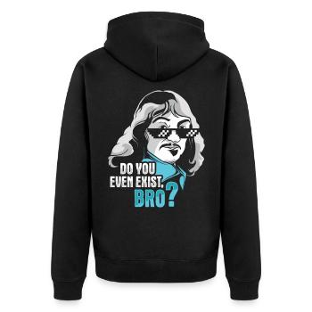 Philosophie Descartes Philosophie Student - Unisex Premium Bio Zip Hoodie - Schwarz - Hinten - Nico (187cm)