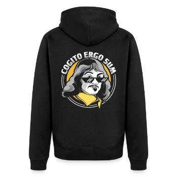 Philosophie Descartes Philosophie Student - Unisex Premium Bio Zip Hoodie - Schwarz - Hinten - Nico (187cm)