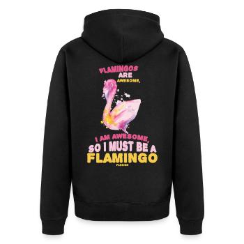 Les flamants roses sont géniaux, je suis génial - Veste à capuche bio Premium Unisexe - noir - Dos - Nico (187cm)