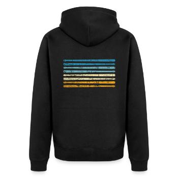 Retro Perkussion Musik Schlagzeuger - Unisex Premium Bio Zip Hoodie - Schwarz - Hinten - Nico (187cm)