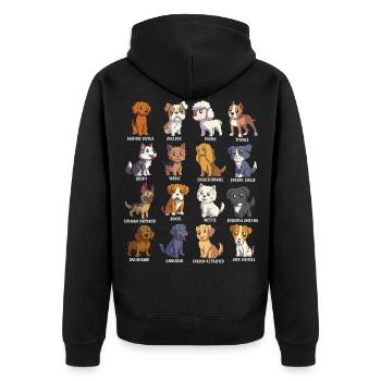 Verschiedene Kawaii Cartoon Hunde - Hunderassen - Unisex Premium Bio Zip Hoodie - Schwarz - Hinten - Nico (187cm)