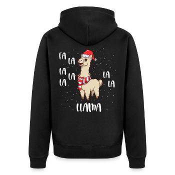 Weihnachtslama - Fa La La Llama - Unisex Premium Bio Zip Hoodie - Schwarz - Hinten - Nico (187cm)