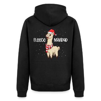 Weihnachtslama - Fleece Navidad - Unisex Premium Bio Zip Hoodie - Schwarz - Hinten - Nico (187cm)