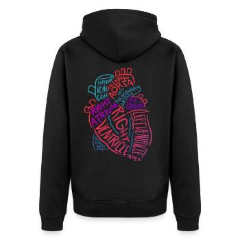 Krankenschwester Shirt Anatomisches Herz Kardiolog - Unisex Premium Bio Zip Hoodie - Schwarz - Hinten - Nico (187cm)