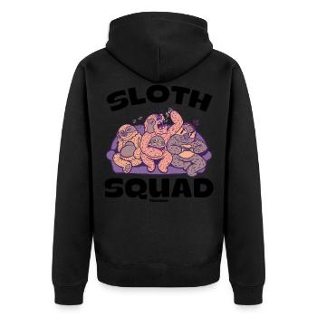Sloth Squad - Unisex Premium Bio Zip Hoodie - Schwarz - Hinten - Nico (187cm)