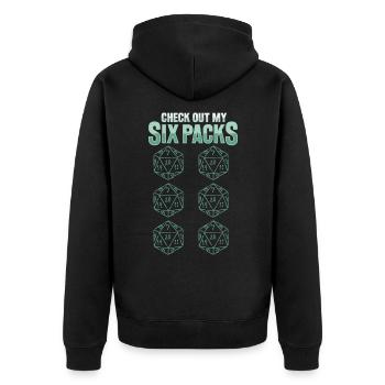 Fantasy Rollenspiel RPG Shirt für Rollenspieler - Unisex Premium Bio Zip Hoodie - Schwarz - Hinten - Nico (187cm)