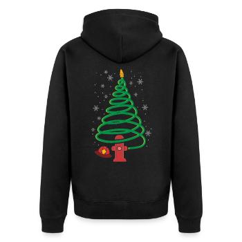 Weihnachtsbaum Shirt für Feuerwehrmann - Unisex Premium Bio Zip Hoodie - Schwarz - Hinten - Nico (187cm)