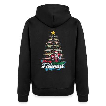 Chemise Merry Fishmas pour les pêcheurs - Veste à capuche bio Premium Unisexe - noir - Dos - Nico (187cm)