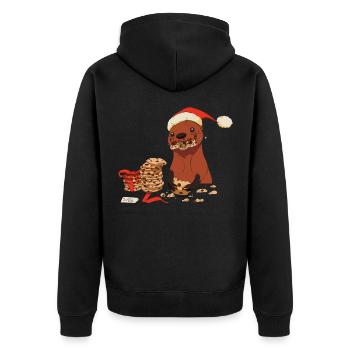 Loutre douce avec biscuits et bonnet de Noël Merry - Veste à capuche bio Premium Unisexe - noir - Dos - Nico (187cm)
