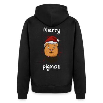 Merry pigmas guinea pig quote - Unisex Premium Bio Zip Hoodie - Schwarz - Hinten - Nico (187cm)