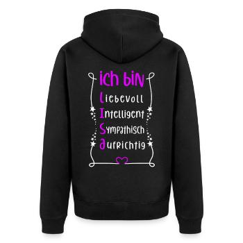 Für den besten Menschen - Ich bin Lisa - Unisex Premium Bio Zip Hoodie - Schwarz - Hinten - Nico (187cm)