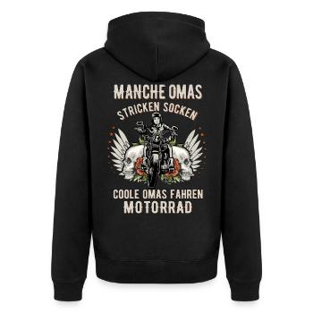Biker-Oma Morradfahrer Lustiges Motorrad Shirt - Unisex Premium Bio Zip Hoodie - Schwarz - Hinten - Nico (187cm)