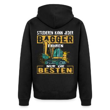 Studieren Kann jeder Bagger Fahren nur die Besten - Unisex Premium Bio Zip Hoodie - Schwarz - Hinten - Nico (187cm)