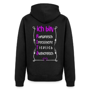Für den besten Menschen - Ich bin Rita - Unisex Premium Bio Zip Hoodie - Schwarz - Hinten - Nico (187cm)