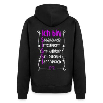 Für den besten Menschen - Ich bin Sissi - Unisex Premium Bio Zip Hoodie - Schwarz - Hinten - Nico (187cm)