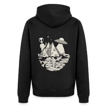 Ancient astronaut design for an alien theorate - Unisex Premium Organic Zip Hoodie - black - Back - Nico (187cm)