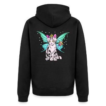 Katze Fairycore Fee Elf Lover - Unisex Premium Bio Zip Hoodie - Schwarz - Hinten - Nico (187cm)