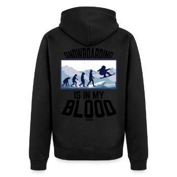 Snowboarding Is In My Blood - Unisex Premium Bio Zip Hoodie - Schwarz - Hinten - Nico (187cm)