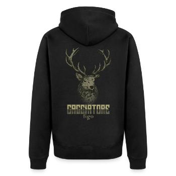 cacciatore figo caccia con cervo - Unisex Premium Organic Zip Hoodie - black - Back - Nico (187cm)
