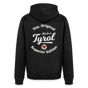 Original Tiroler - Unisex Premium Bio Zip Hoodie - Schwarz - Hinten - Nico (187cm)