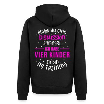 Ich habe vier Kinder - Mutter und Kinder - Unisex Premium Bio Zip Hoodie - Schwarz - Hinten - Nico (187cm)