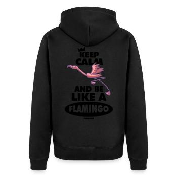 Keep Calm And Be Like A Flamingo - Unisex Premium Bio Zip Hoodie - Schwarz - Hinten - Nico (187cm)