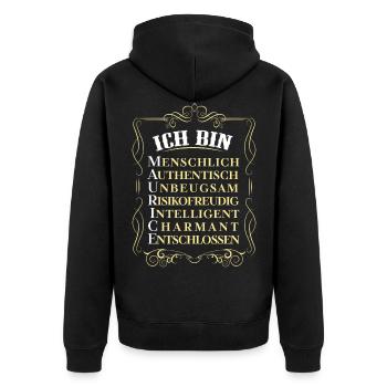 Für den besten Menschen - Ich bin Maurice - Unisex Premium Bio Zip Hoodie - Schwarz - Hinten - Nico (187cm)