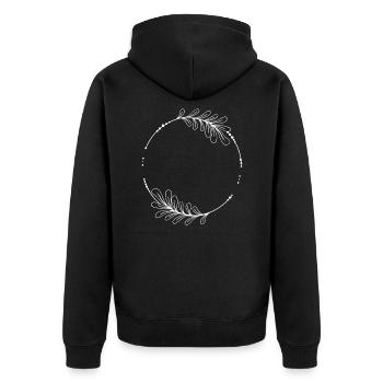 Cadre circulaire blanc avec feuilles - Veste à capuche bio Premium Unisexe - noir - Dos - Nico (187cm)
