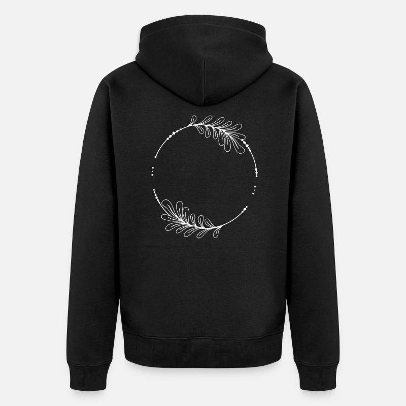 Cadre circulaire blanc avec feuilles - Veste à capuche bio Premium Unisexe - noir