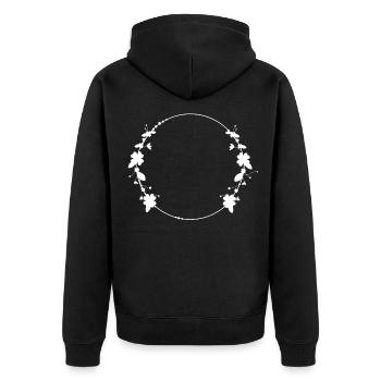 Round flower frame for women - Unisex Premium Organic Zip Hoodie - black - Back - Nico (187cm)
