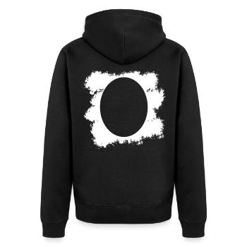 Fond blanc avec décoration de forme ovale - Veste à capuche bio Premium Unisexe - noir - Dos - Nico (187cm)