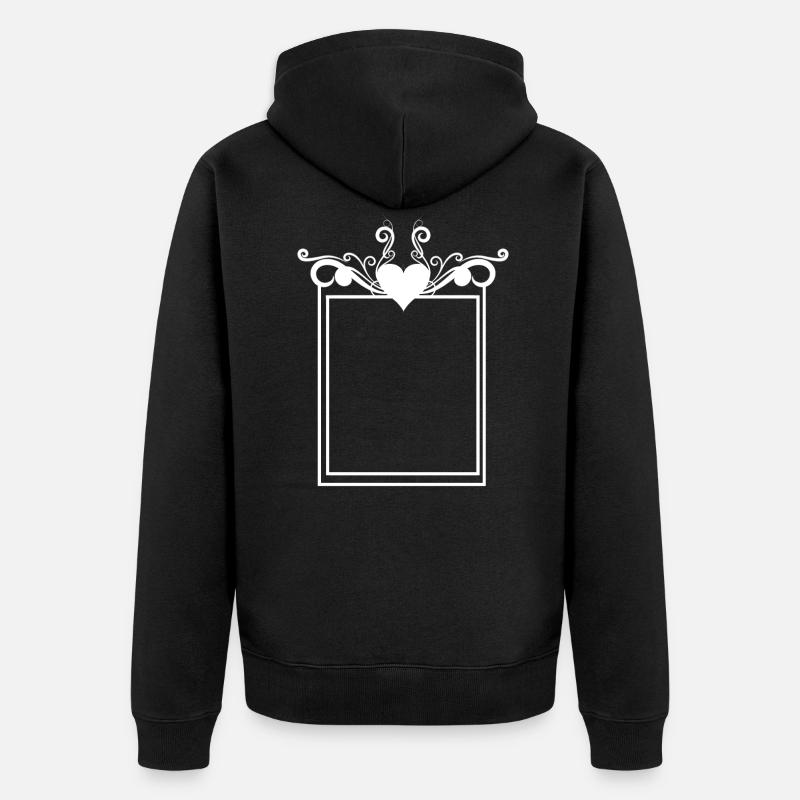 Rectangular frame heart playful line - Unisex Premium Organic Zip Hoodie - black